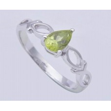 Peridot Gemstone With 925 Sterling Silver Ring, Pear Shape, RI-0099